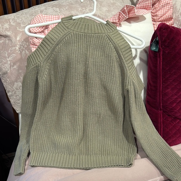 Forever 21 Green Off-the-Shoulder Sweater Chunky Knit - Picture 1 of 2